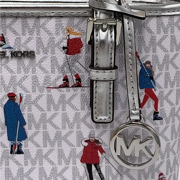 Michael Kors Jet Set Girls Print White Signature XSMALL Carryall Top Zip… - Picture 15 of 16